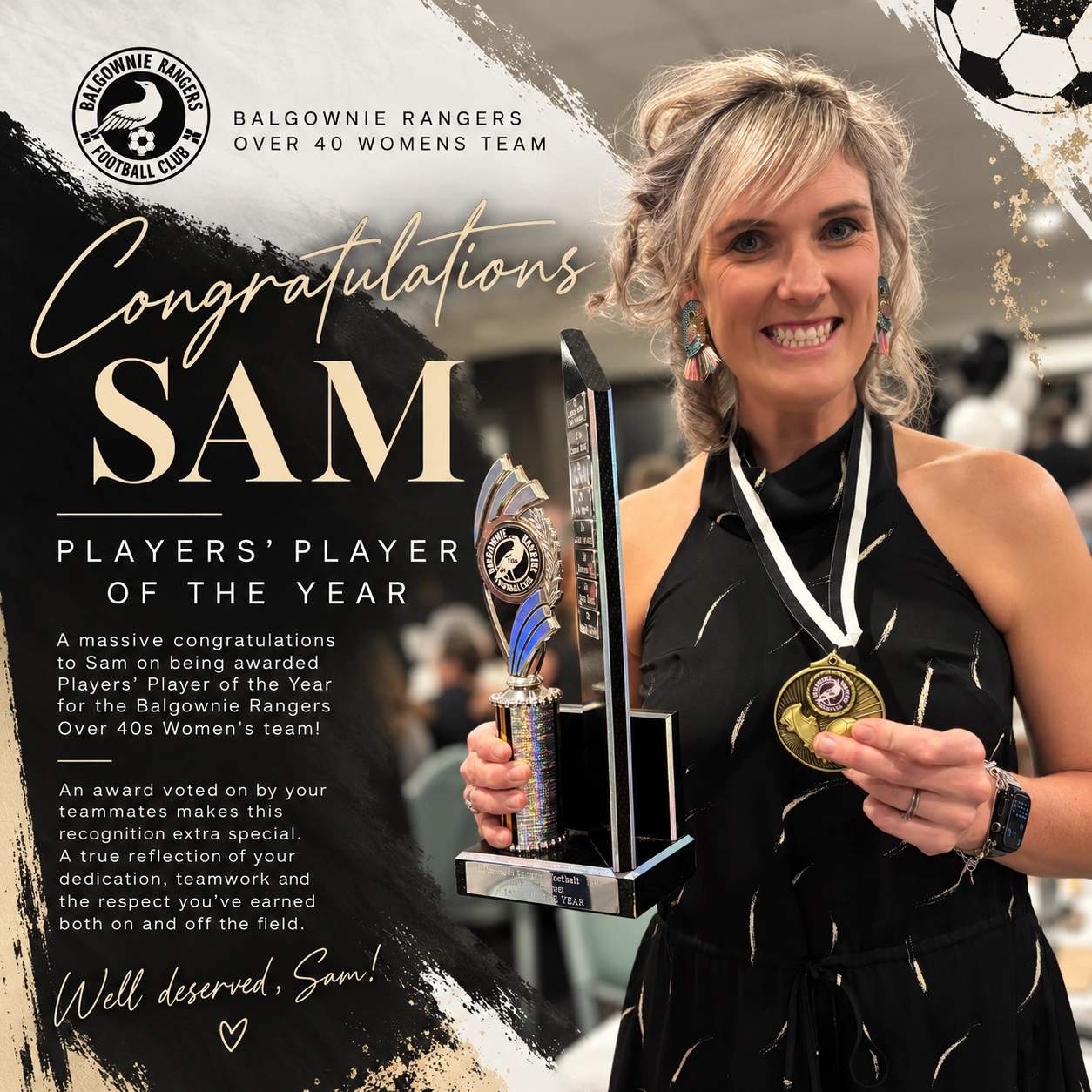Congratulations Sam: Players’ Player of the Year